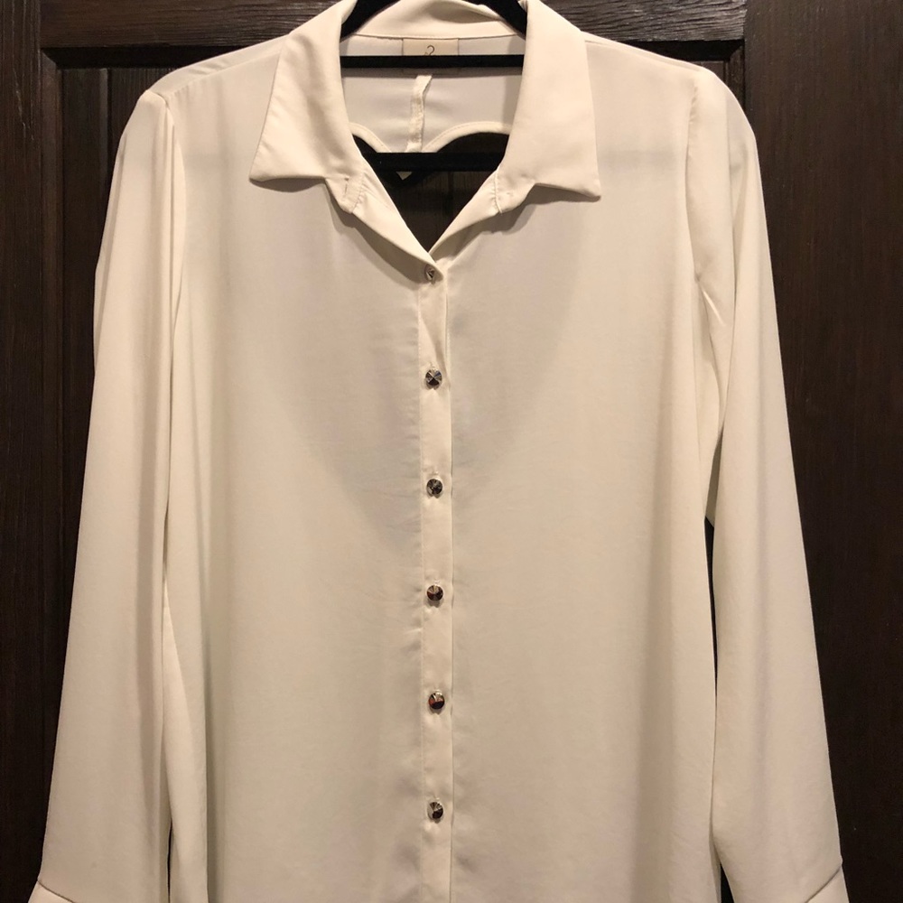 White Button Up Heart Blouse